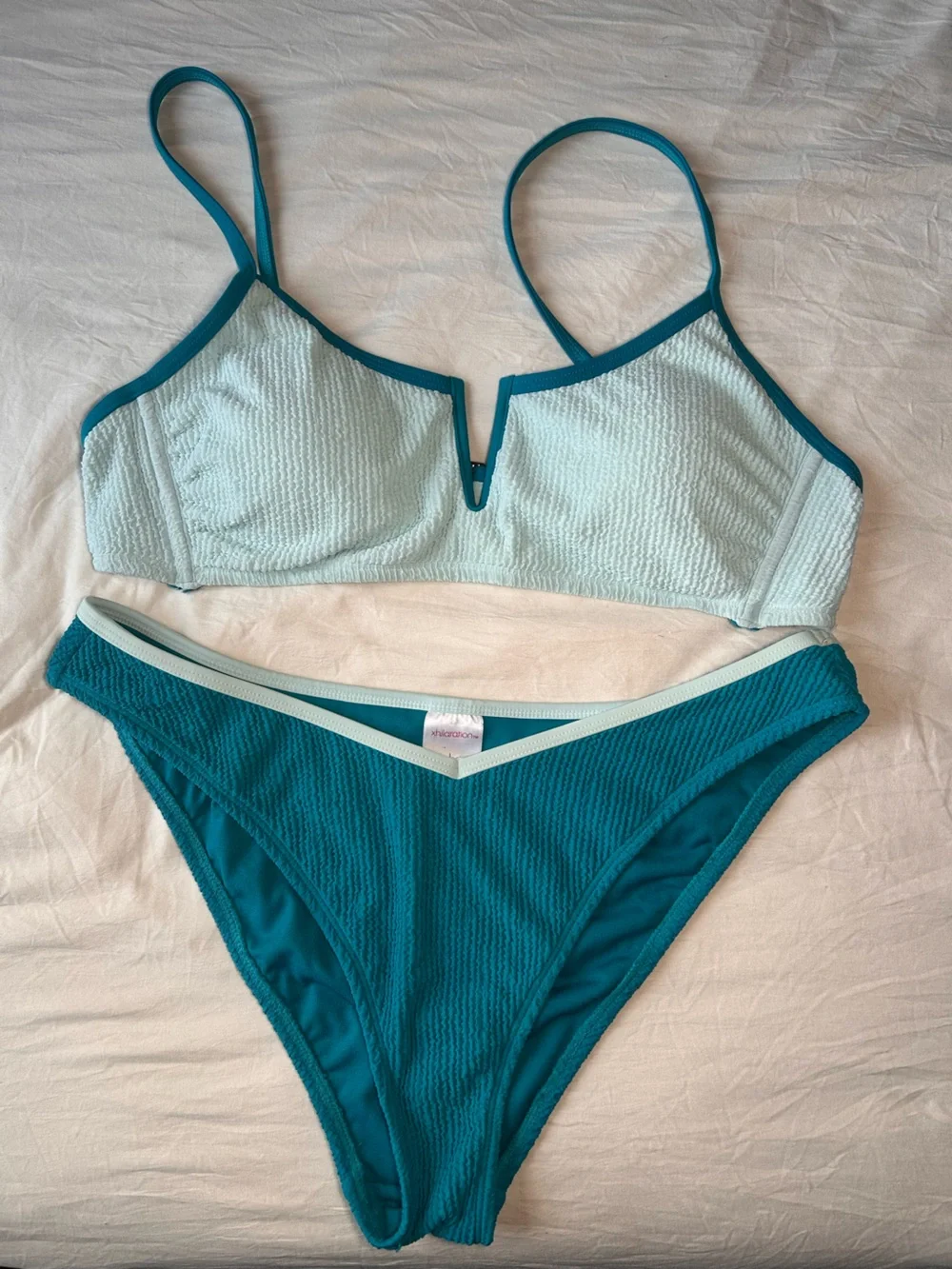 Two-Tone Teal Bikini Set Xhilaration